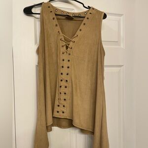 Wrangler Tan Lace-Up Women's Blouse